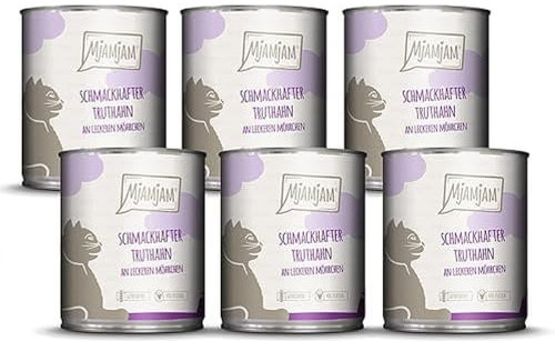 MjAMjAM - Premium Nassfutter für Katzen - schmackhafter Truthahn an leckeren Möhrchen, 6er Pack (6 x 800 g), getreidefrei mit extra viel Fleisch