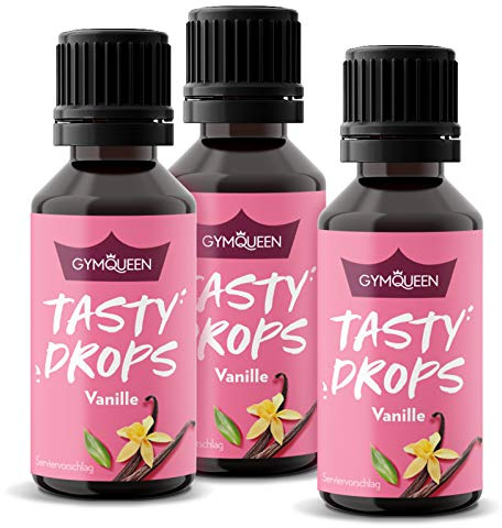 GymQueen Tasty Drops, Vanille, 3x30ml, Flavour Drops ohne Kalorien