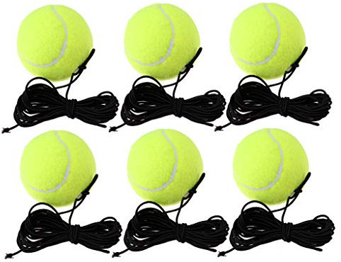 lahomia 6x Tennis Training Balls on String Trainer Replacement Balls with Strings