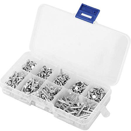 Remaches sólidos, remaches de aluminio de cabeza plana de 450 uds. Remaches de cabeza plana de 3 mm a 20 mm de longitud Remaches de aluminio M2.5