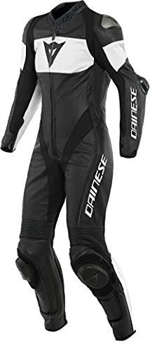 Dainese Imatra 1-Teiler Perforierte Damen Motorrad Lederkombi (Black/White,46)