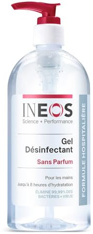 INEOS Hygienics - Gel Hydroalcoolique (500 ml) - Désinfectant pour les Mains - Qualité Hospitalière, Efficace contre 99,9% des Virus et des Bactéries