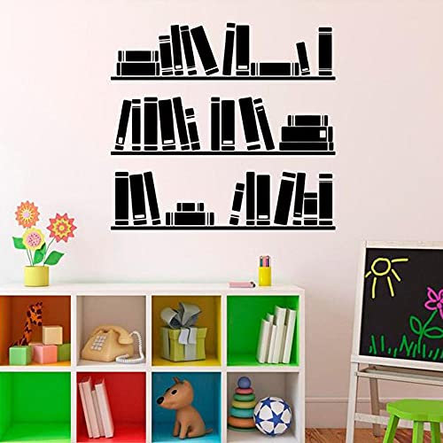 QIANGTOU Bücherregal Wandtattoo Bücher Vinyl Aufkleber Bibliothek Klassenzimmer Home Interior Wohnzimmer Kinder Schlafzimmer Abnehmbare Tapete 75x79cm