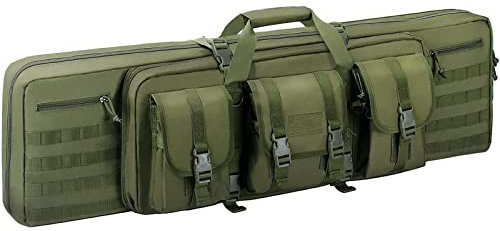 DFANCE Gewehrtasche Gewehrfutteral Abschließbar 2 Langwaffen Langwaffentasche/Futteral Wasserdicht Waffentasche,Genügend Stauraum,for Magazine Storage and Other Tools,Army Green,118cm/46.5cm