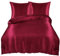 PiccoCasa Satin Bettwäsche 135x200cm Rot 3tlg Uni Glatt Luxus Seide Bettbezug mit Reißverschluss und Kissenbezug 80x80cm kuschelig weich Bettwäsche-Sets