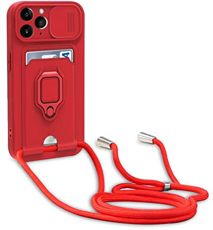 yanasuo Cordon de Coque Compatible avec iPhone 11 Pro, Collier pour Étui Colliers de cellulaire, Silicone Cover Protection de la Caméra Étui Lanyard Case-Rouge