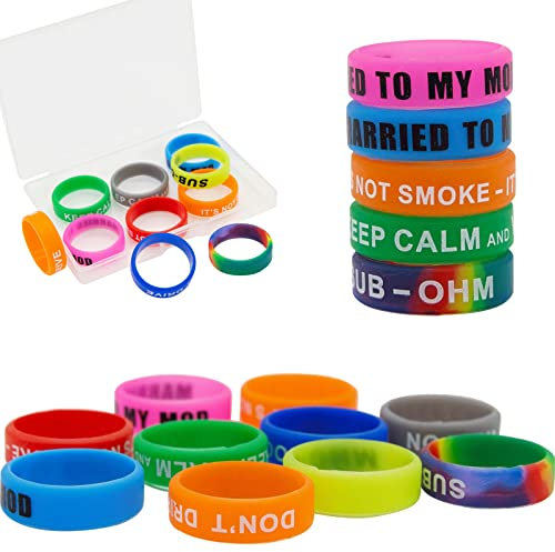Vape Anillos Banda de Silicona Anti Slip para RBA RDA tanque Mecánico Mods, Anillos de silicona antideslizante, 10 unidades, diseño aleatorio y colores