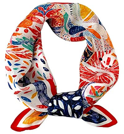 Bandana Damen Kopftuch Quadrates Bedrucktes Halstuch Satin Seidentuch Schal 90 x 90 cm (A Malerei)