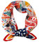 FOX-TECH Bandana Damen Kopftuch Quadrates Bedrucktes Halstuch Satin Seidentuch Schal 90 x 90 cm (A Malerei)