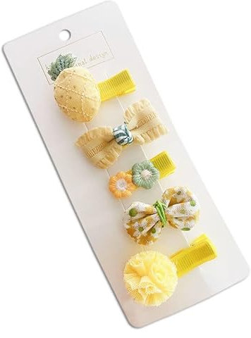 Haarklammern 5er Set für Mädchen, Baby Haarschmuck Accessoire bunt, süße Spangen, Haarclips, Kopfschmuck gelb