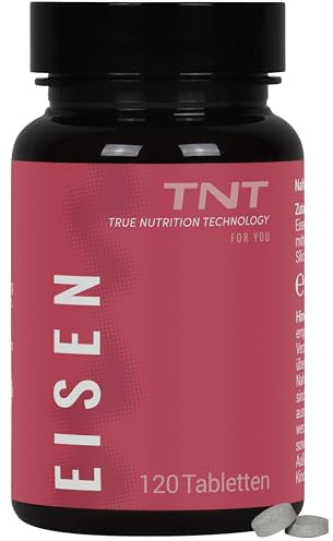 TNT Eisen Bisglycinat - 120 Tabletten - 18mg reines Eisen pro Tablette | Vegan, hochdosiert - Eisenbisglycinat Ferrochel® - Eisen trägt ua. zur Verringerung von Müdigkeit bei - Made in Germany