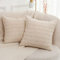 Mandioo 2er Set Beige Plüsch Boho Dekorative Wurf Kissenbezüge 50x50 cm, Super Weich gestreifte Cord Dekokissen Kissenbezug Sofakissen Dekorativ Couchkissen Kissenhülle für Sofa Couch Wohnzimmer