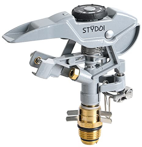 STYDDI Heavy Duty Metal Pulsating Lawn Sprinkler Head, Zinc Impact Water Sprinkler Head with 1/2 NPT Thread, Impulse Sprinkler Head for Grass and Yard Irrigation, Up to 360 ° Watering