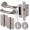 EAI Return to Door Lever on Rose Handle Sash Lock Kit - Satin Stainless Steel - 76mm Hinge