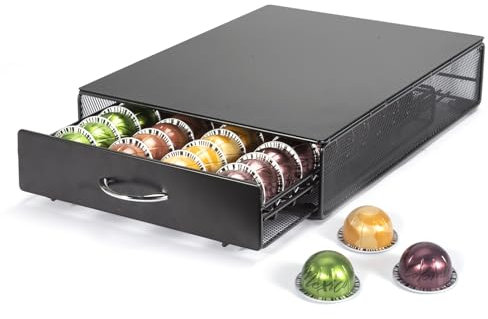 SYSYLY Porte Capsule pour 40 Vertuoline Capsules, Support de Machine à Café avec Tiroirs de Rangement Dosettes Vertuoline, Distributeur/Organisateur Capsules en Métal