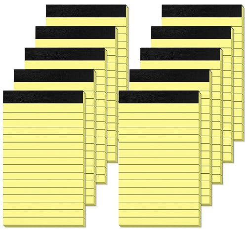 Gelbe Notizblöcke, 7,6 x 12,7 cm, kleine Notizblöcke, 7,6 x 12,7 cm, Schreibblöcke, 7,6 x 12,7 cm, linierte Notizblöcke, 10 Stück kleine Blöcke, 3 x 5 Notizblöcke, 7,6 x 12,7 cm, gelbes Taschenbuch,