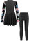Doomiva 2PCS Mädchen Burkini Muslimische Badeanzug Islamische Bademode Langarm Schwimmanzug Blumendruck Badakleid Lang Badehosen Schwarz 158-164