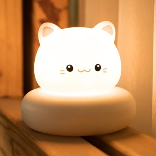 Annmore Stilllicht Baby Nachtlicht Kinder Klein Nachttischlampe, Tragbares, Dimmbares, Katze Form, Geschenk zur Geburt Mädchen