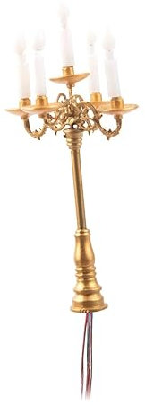 F Fityle Modell Kerzenständer Lichter Puppenhaus Kerzenständer 1/87 Puppenhaus LED-Kerzenlicht für Mikrolandschaft DIY-Szene Mini-Feengarten-Dekor, golden