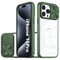 LIUKM Cover per iPhone 15 Pro Magnetica Custodia, Scorrevole Protezione Fotocamera Ultra Sottile Hard PC Back Cover e TPU Bumper Protettiva Case [Antiurto Antiscivolo AntiGraffio] - Verde scuro