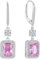 FJ Orecchini Pendenti Taglio Principessa Argento 925 Orecchini Tormalina Rosa Pietre Portafortuna Ottobre Gioielli Regalo per Donna