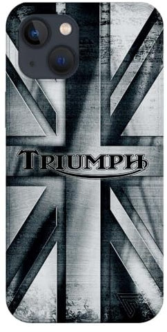 Coque Silicone Souple Transparente pour Apple iPhone imprimée, Hommage Triumph, Logo Drapeau Anglais (iPhone 15 Plus)