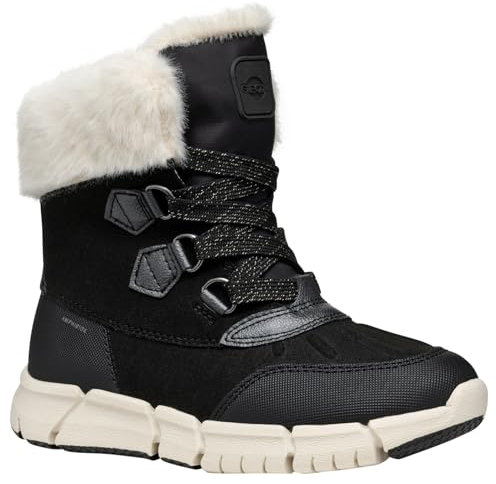 Geox J FLEXYPER Girl B AB Snow Boot, Black/Milk, 38 EU