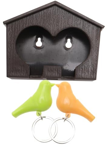 Garneck 2stücke Braunes Vogelhaus Schlüsselring Mit Gelben Und Grünen Vögeln Kreativer Schlüsselhalter Für Zuhause Installieren Maße