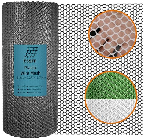 Pet & Garden Schutzgitter – 40 cm x 120 m Rolle – schwarzes Kunststoffnetz, vielseitig verwendbar, dekorativer Zaun für Geflügel, Hunde, Kaninchen, Huhn und Schlangenbarriere