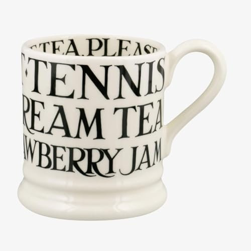 Emma Bridgewater Black Toast Cream Tea 1/2 Pint Mug, Large Mug, Stoneware Mug, Cappuccino, Latte, Coffee, Tea Cup - Beautiful Mugs, Birthday Gift - Coffee Mug, Fathers Day, Cricket, Croquet, Tennis