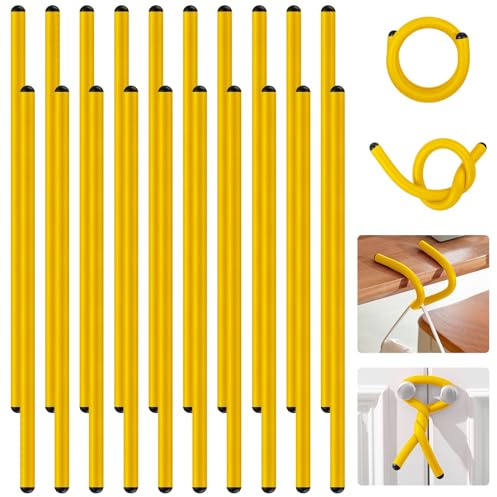 Ninehaoou 20 Pcs 17 Inch EVA Foam Twist Rubber Ties Reusable Bendable Cable Tie Straps Flexible Heavy Duty Twisty Ties for Organizing Cords Bundling (Yellow)