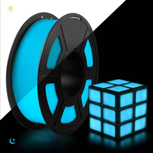 TECBEARS Glow in the Dark Filament PLA 1.75mm, PLA Leuchtet Filament Blau, Maßgenauigkeit +/- 0.02mm, 1kg Spule Filament PLA für 3D Drucker, Leuchtendes Blau
