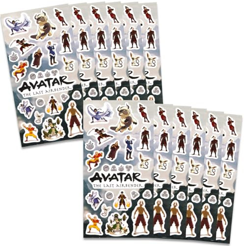 Avatar: The Last Airbender Partygeschenke für Jungen und Mädchen, Avatar-Aufkleberbögen für Kindergeburtstag, Partyzubehör, Avatar Aang Partyzubehör, 12 Stück