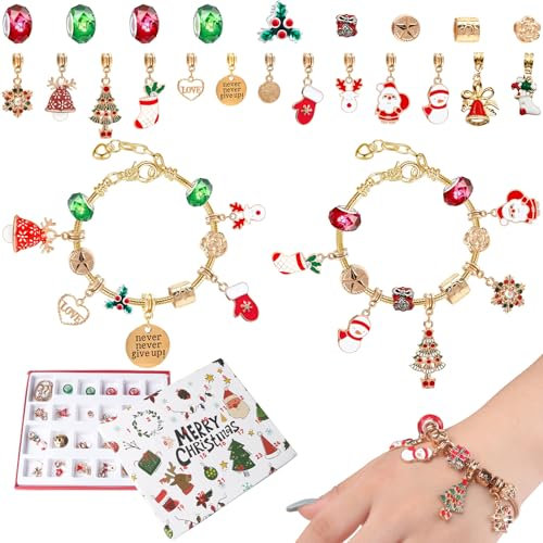JPGhaha Adventskalender 2025 Kinder Mädchen Weihnachtskalender 24 Füllung Armbänder, 2025 Adventskalender Füllung Weihnachtskalender Kinder Geschenk Mädchen 5 6 7 8 9 10 11 12 Jahre