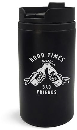 Good Times Bad Friends, taza de viaje, arte grabado, termo, taza, taza aislada