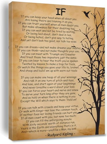 Bmotaso Poster mural avec poème If Kipling Rudyard Kipling - Décoration murale encadrée pour la maison et le bureau - 30,5 x 45,7 cm