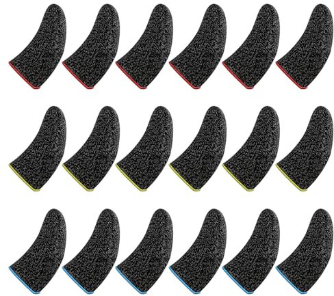 24Pcs Mobile Phone Gaming Finger Sleeves Thumb Sleeves for All Touchscreen Devices Silver Fiber Finger Protector Anti-Sweat Breathable Seamless Touchscreen Finger Cover for Phone Game