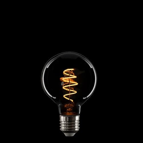 BLicht LED Filament Spiral Lampe G95 Globeform E27 5W Rauchglas – Dimmbar, Extra Warmweiß 1800K – Vintage Look, 130lm