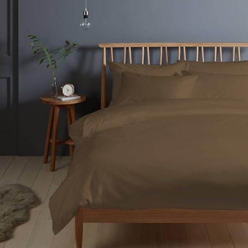 Pizuna 400 Fadenzahl aus Baumwolle Bettwäsche Holziges Braun, 100% Langstaple Baumwolle Bettbezug und Kissenbezug, 100% Baumwolle Mako Satin 2-Teilig Bettwäscheset 140x200 + 70x90 Holziges Braun