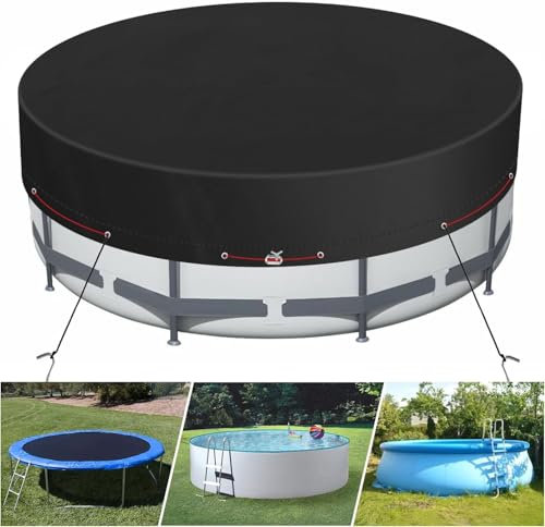 Cobertor Piscina 244 cm, Instalación Fácil Cubierta Piscina Redonda, Cobertor Solar de Piscina, Impermeable, Antipolvo, Cortaviento, Ahorro de Energía, Ideal para Mantener la Piscina Limpia, Negro