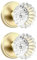 Leydebong 2 Pack Gold Door Knobs Crystal Door Knob Dummy Door Knobs Brushed Gold Glass Interior Satin Brass Dummy Handle Single Sided Decorative for Hallway/Closet/Pantry/Laundry/French Doors