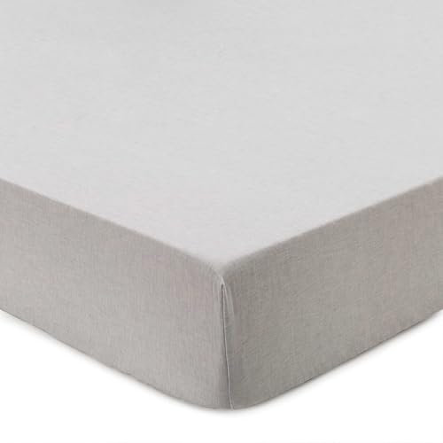 URBANARA Tolosa Spannbettlaken 140-160 x 200 cm I 50% Leinen & 50% Baumwolle I Weiches Luftiges Halbleinen Spanntuch Made in Portugal Oeko Tex Zertifiziert - Hellgrau