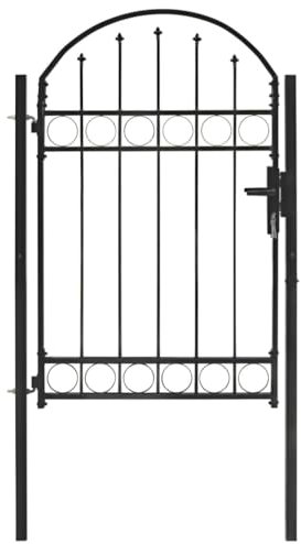 Xichuzi Zauntor mit Gewölbter Spitze, Gartentor, Gartenpforte, Gartenzaun, Gartentüren, Zauberertür, Stahl 100 x 150 cm Schwarz