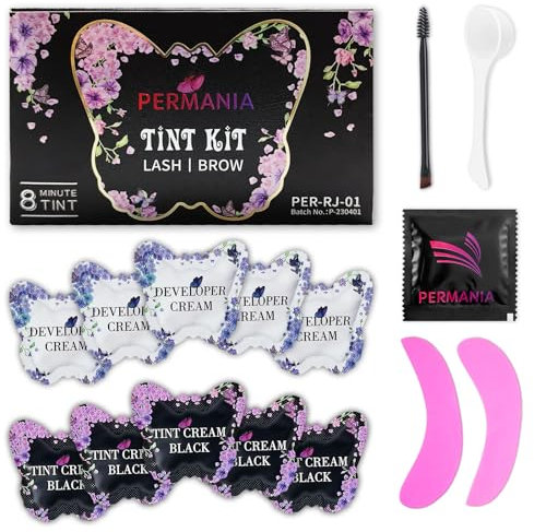 PERMANIA Wimpern & Augenbrauen Färben Set, Wimpernfarbe Schwarz | Natürlich Aussehende Farbe, Schnell und Einfach Anzuwenden, Anfängerfreundlich