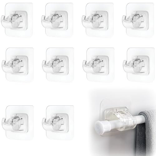 10 Stück Gardinenstangenhalter,Gardinenstange Kleben,Gardinenstange Zum Kleben,Gardinenstange Halterung Ohne Bohren,Transparente Gardinenstangenhalterung,Für Gardinenstange Für Küche Badezimmer