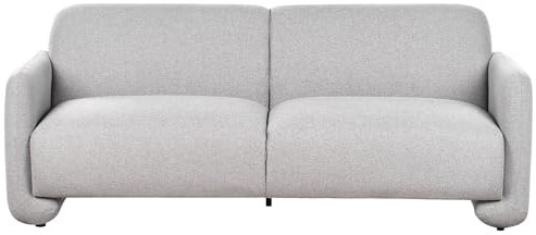 Beliani Sitzgruppe 3-Sitzer Sofa Polyester Polsterung Breite Rückenlehne Armlehnen Wohnzimmermöbel Retro Grau Saland