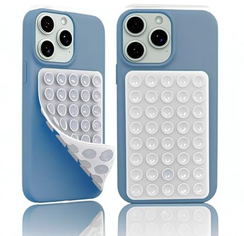 AzureRay Ventosas para Movil, 2 Piezas Ventosa Movil de Silicona Portátil Copa de Succión Doble Cara Fuerte, Reutilizable para Casa, Oficina y Coche(Blanco)