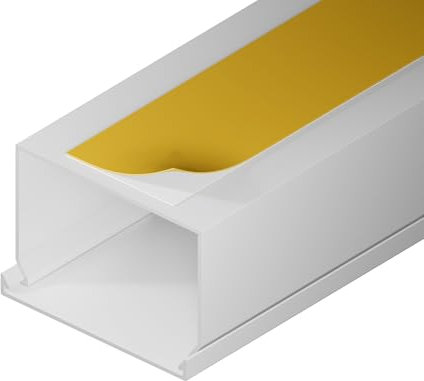 EDO Kabelkanal 60x40 Weiß - 2m Selbstklebender Aufputz Kabelschacht aus PVC mit Klappdeckel Kabelabdeckung und Kabel Organizer für Wand, TV, Büro, Innenbereich