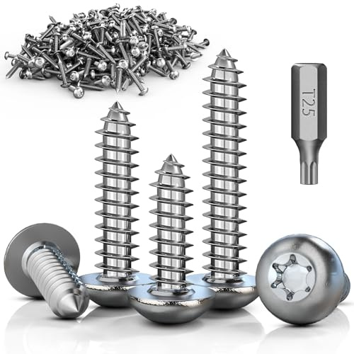 ddckj 60 Pièces Vis Torx M5x25 mm Vis Bois Tete Plate A2 V2A Autoforeuse Inox Filetage Complet Rond En Bois Convient Pour l'entretien des équipements, l'entretien de La Maison