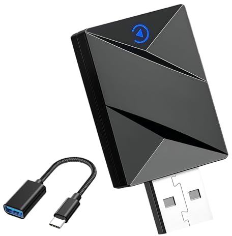 CarPlay Wireless Adapter Converts Wired to Wireless Apple CarPlay Adapter für iOS 10+/Android 11+ Bluetooth 5.0 & WiFi 5.8, Plug & Play, USB & Type-C